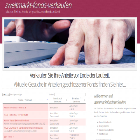 Screenshot Zweitmark Fonds verkaufen